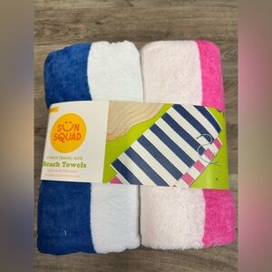 Sun Squad 2 Pack Beach Towels Quick Dry Travel Size Striped Pool Swim Blanket